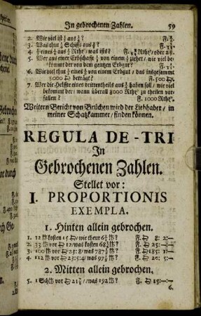 Regula De-Tri in gebrochenen Zahlen.