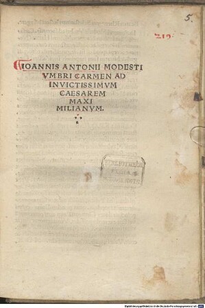 Carmen ad invictum Caesarem Maximilianum