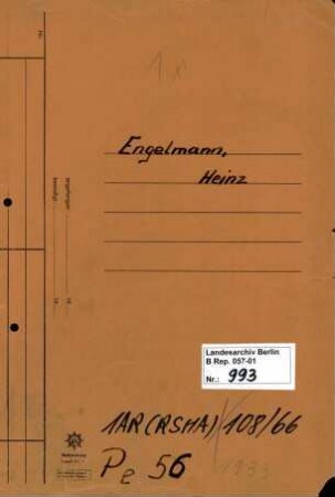 Personenheft Heinz Engelmann (*25.11.1911), Regierungsrat und SS-Hauptsturmführer