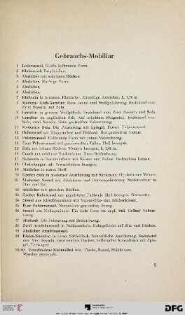 Gebrauchs-Mobiliar (Nr. 1-108)