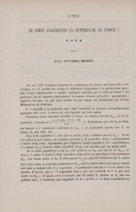 Le serie algebriche di superficie ad indice 3.