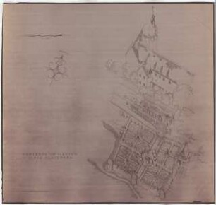 Garten am Schloss Pfaffroda: Perspektivische Ansicht (Vogelschau) Ornamentgarten 1:200