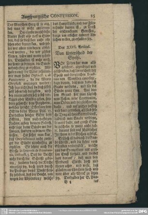 Der XXVI. Articul. Von Unterscheid der Speise