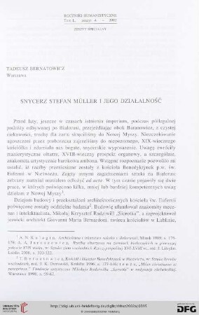 50: Snycerz Stefan Müller i jego działalność