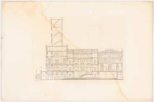 Werke der höheren Baukunst, Darmstadt 1858. Rathaus, Hamburg: Querschnitt