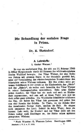 Die Behandlung der sozialen Frage in Prima