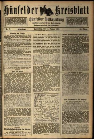 Erste Ausgabe vom Donnerstag, den 15. Januar 1925.