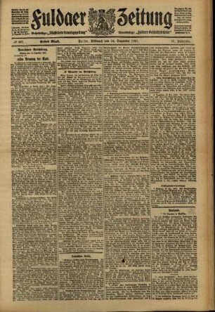 Erste Ausgabe vom Mittwoch, den 14. Dezember 1910.