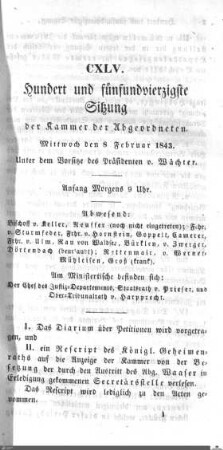 145. Sitzung, Stuttgart, 8.2.1843