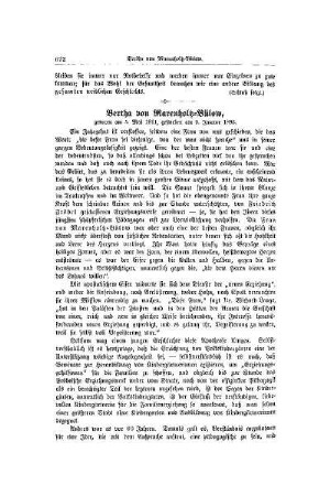 Bertha von Marenholtz-Bülow : geboren am 5. Mai 1811, gestorben am 9. Januar 1893