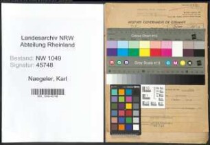 Entnazifizierung Karl Naegeler , geb. 27.09.1907 (Arbeiter)