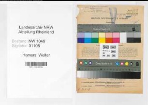 Entnazifizierung Walter Hamers , geb. 17.09.1887 (Prokurist)