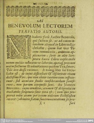 Ad Benevolum Lectorem Praefatio Autoris