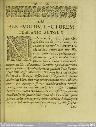 Ad Benevolum Lectorem Praefatio Autoris