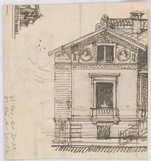 Thiersch, August ; München, Georgenstr.; Privathaus, Projekt - Teilansicht, Detail