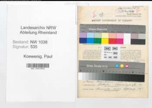 Entnazifizierung Paul Koewenig , geb. 14.11.1893 (Beamter)