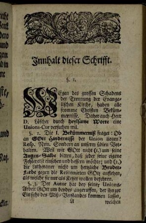 Innhalt dieser Schrifft.