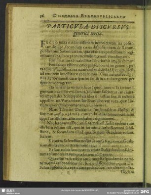 Particula Discursus generici tertia