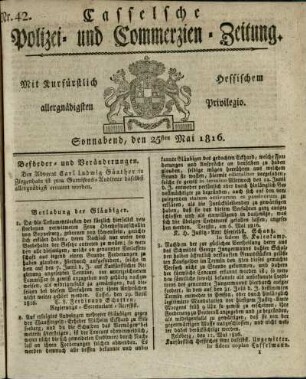 Nr. 42, Sonnabend, den 25sten Mai 1816