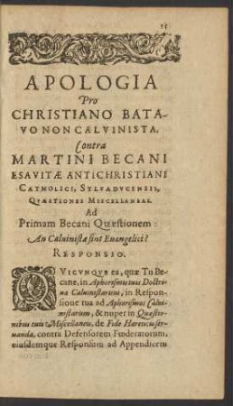 Ad Primam Becani Quaestionem