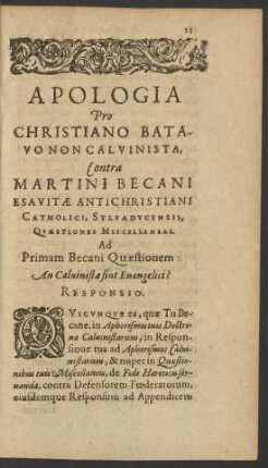 Ad Primam Becani Quaestionem
