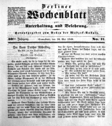 No. 21, Sonnabend, den 26. Mai 1849.
