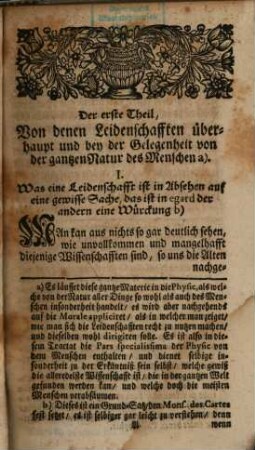 Renati Cartesii Tractat Von den Leidenschafften Der Seele : Aus dem Lateinischen ins Teutsche übersetzet Und mit Anmerckungen versehen