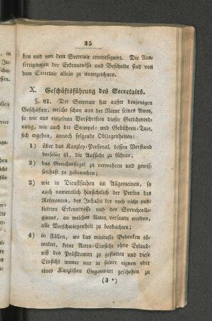 X. Geschäftsführung des Secretairs.