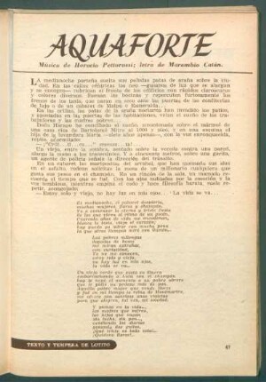 Aquaforte : Música de Horacio Pettorossi, letra de Marambio Catán