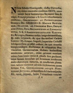 Georgivs Christianus Gebavervs D. Magnae Britanniae Regi S. R. I. Dvci Electori Brvnsvico-Lvnebvrgico A Consiliis Avlicis Antecessor Ivris Primarivs Et Ad Ea Obevnda, Qvae Prorectoris Svnt In Academia Gottingensi, Delegatvs Commissarivs Generosissimis Atqve Nobilissimis Novae Vniversitatis Civibvs Primis P. S. D. : [P. P. Gottingae MDCCXXXIV.]