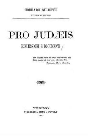 Pro Judaeis : riflessioni e documenti / [von] Corrado Guidetti