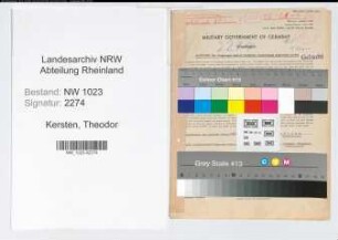 Entnazifizierung Theodor Kersten , geb. 18.08.1893 (Kaufmann)