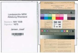 Entnazifizierung Josef Jansen , geb. 13.12.1898 (Schneider)