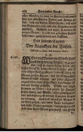 Das siebende Capitel/ Von Kranckheit des Weisels. (Ist das 13. Cap. des Autoris libel.)