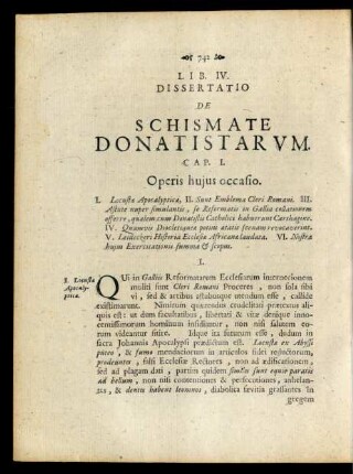 Lib. IV. Dissertatio De Schismate Donatistarum