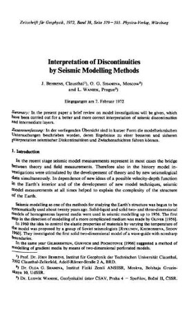 Interpretation of discontinuities by seismic modelling methods