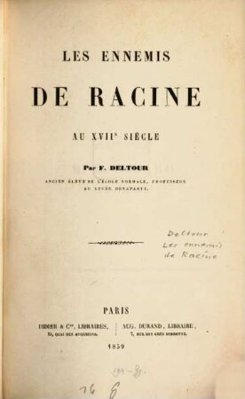 Les ennemis de Racine au XVIIe siècle