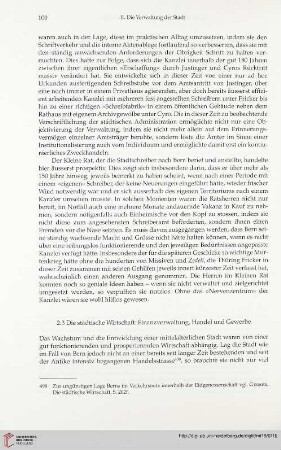 2.3 Die städtische Wirtschaft: Finanzverwaltung, Handel und Gewerbe