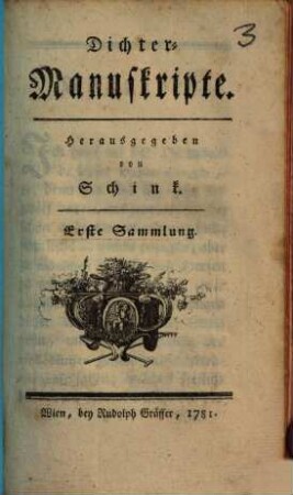 Dichter-Manuskripte. 1. 1781