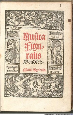 Musica Figuralis Deudsch : [Rücks. Titelbl.:] mit ihren zugehörenden Exempeln, sampt einem besunderlichen schönen Büchlein von den Proportionibus, welche allen gemeinen Sengern, Instrumentisten und Anhebern dieser Kunst, ganz nützbarlich zu wissen, auffs einfeltigst und vorstentlichst ins Deudsche verfasset