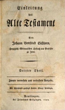 Einleitung ins Alte Testament, 3