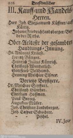 III. Kauff- und Handels-Herren