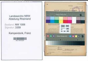 Entnazifizierung Franz Kampendonk , geb. 17.04.1890 (Kaufmann)