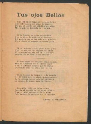 Tus ojos bellos : [Poema]