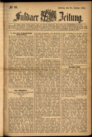 Ausgabe vom Freitag, den 20. Januar 1882.
