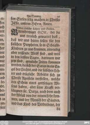 Wider falsche Lehrer und Secten.