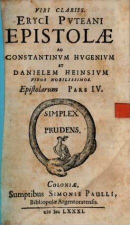 Epistolarum pars ..., 3. Viri clarissimi Eryci Puteani Epistolarum selectarum apparatus miscellaneus et novus