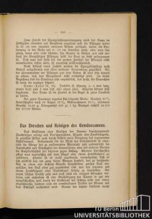Das Dreschen und Reinigen des Gemüsesamens.