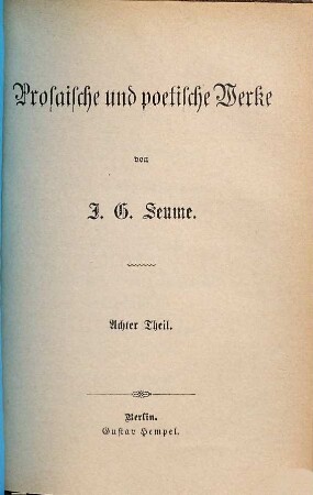 Prosaische und poetische Werke, 8
