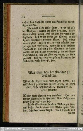 Was man bey der Kleesaat zu beobachten